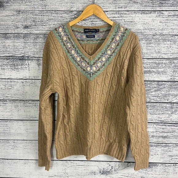 Vintage 90's Polo Golf Ralph Lauren merino wool Blend V-neck Knit